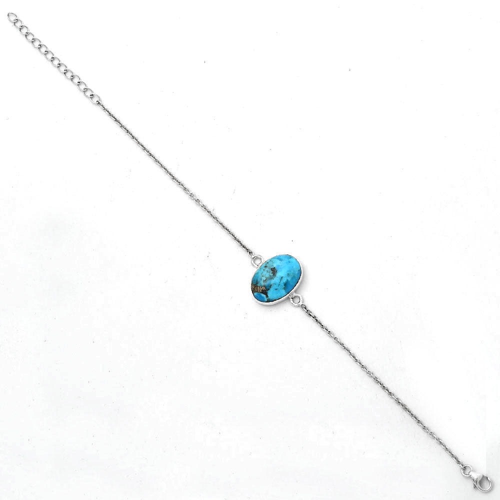 Natural Kingman Turquoise With Pyrite Bracelet B-1023 SDB2858