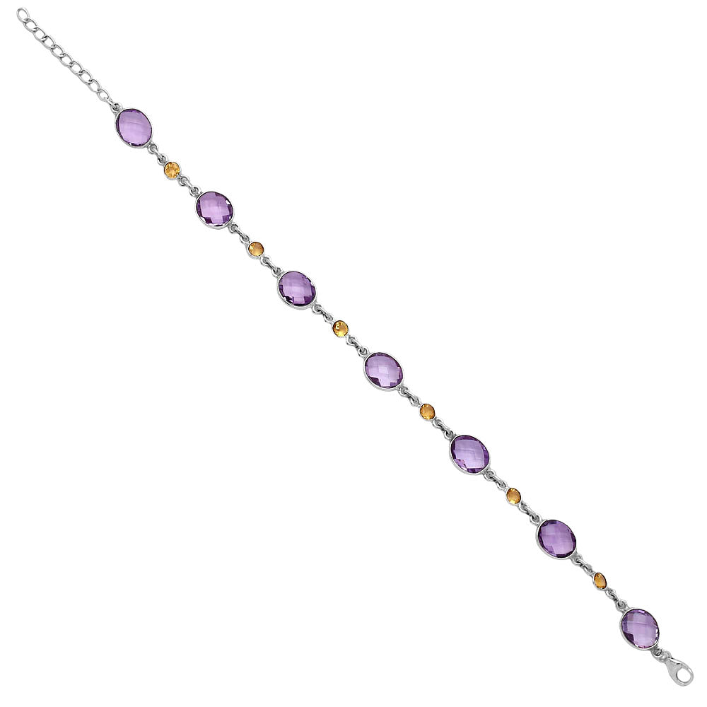 Amethyst Checker Briolette & Citrine Bracelet B-1006 SDB5316