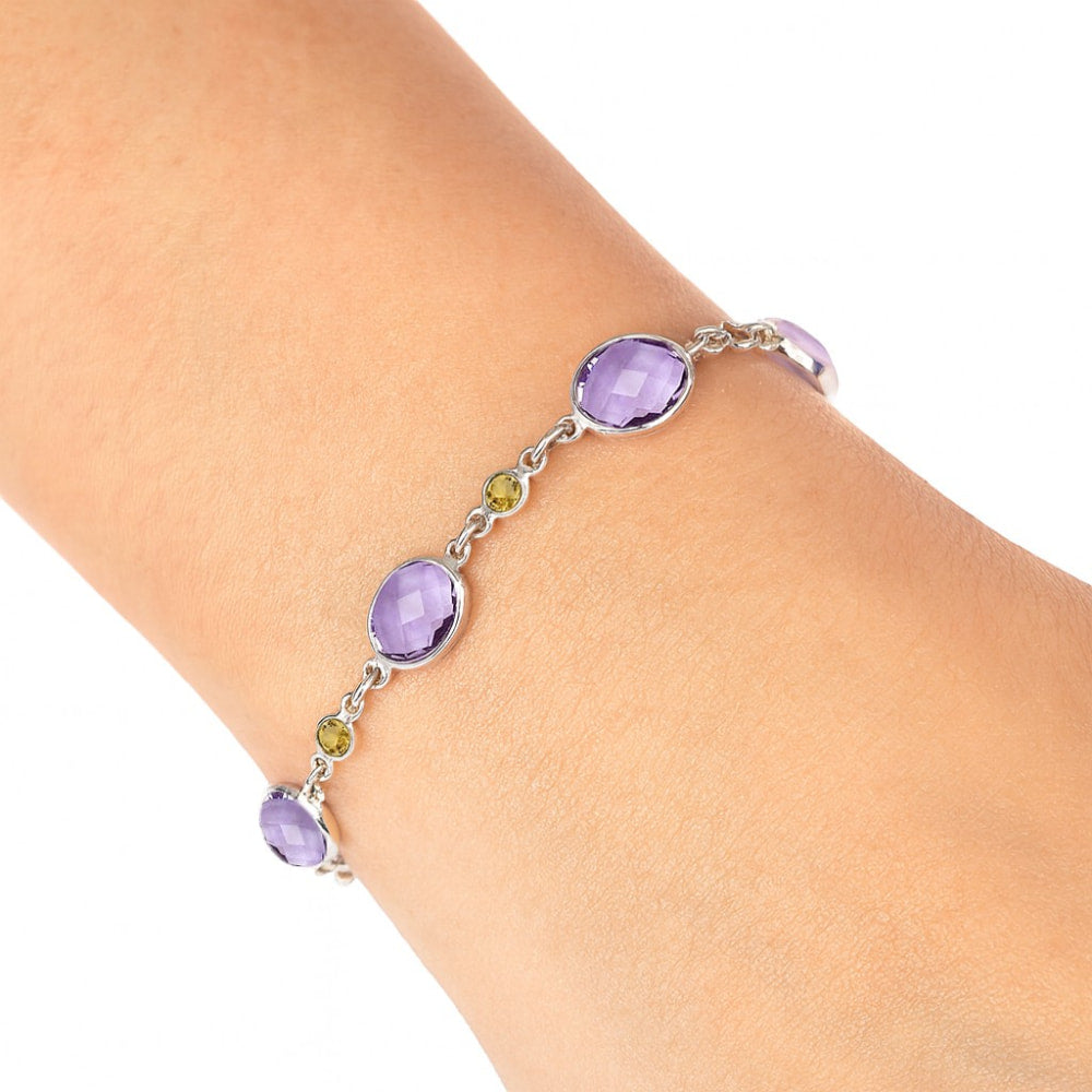Amethyst Checker Briolette & Citrine Bracelet B-1006 SDB5316