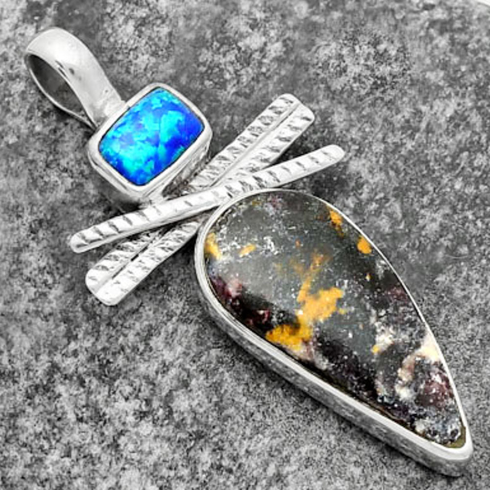 Indian Blanket Jasper & Fire Opal Pendant P-1268 SDP111782