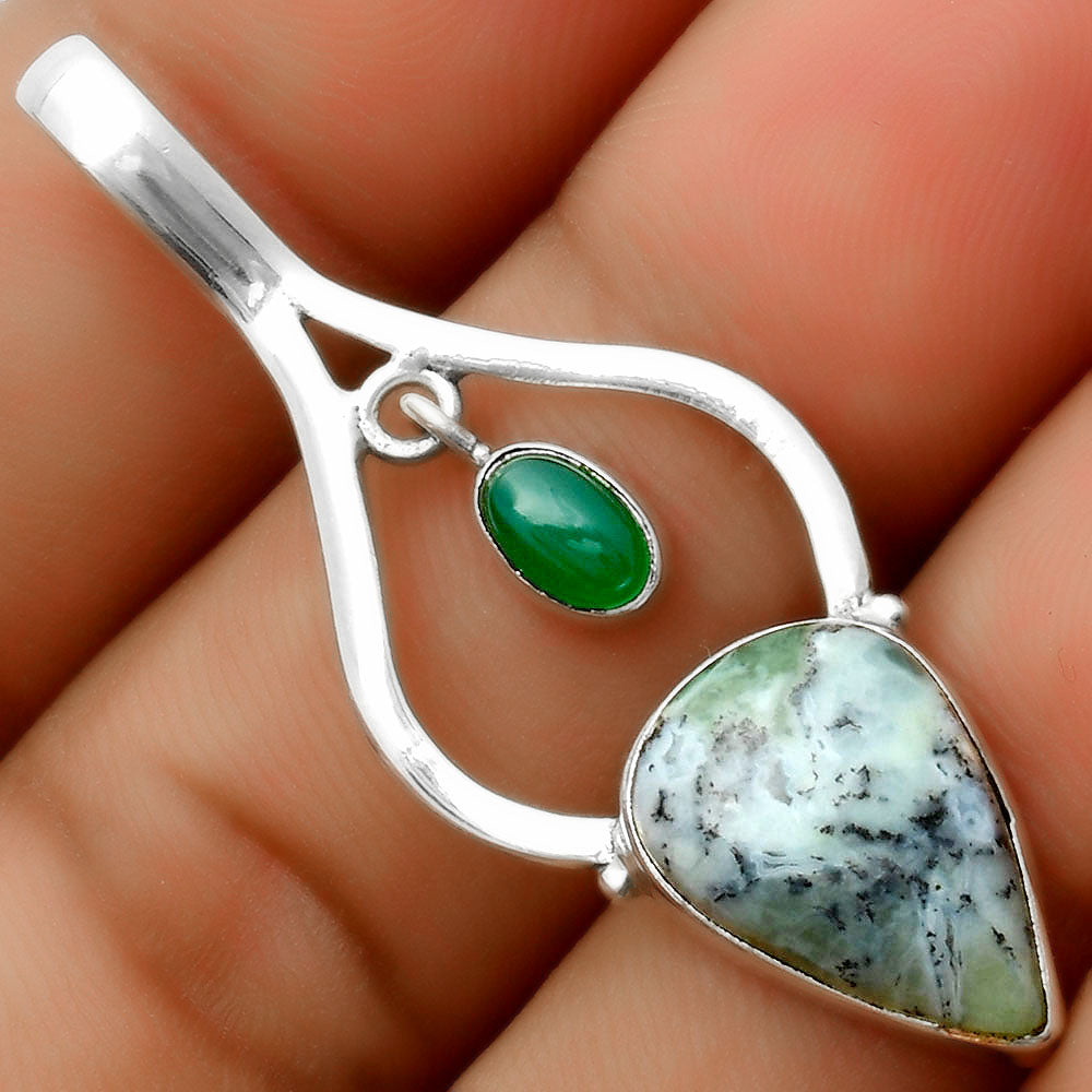 Dendritic Chrysoprase - Africa & Green Onyx Pendant P-1648 SDP113685