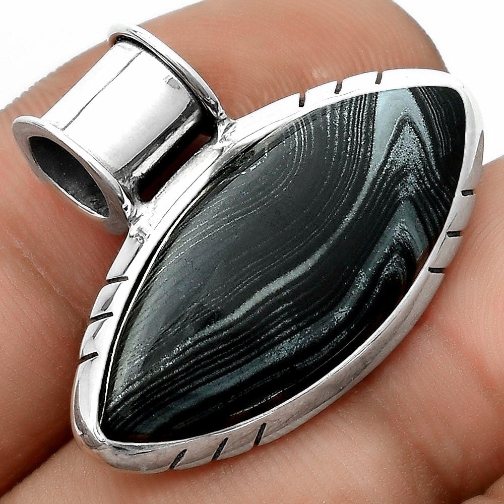 Crown Of Silver Psilomelane - Black Malachite Pendant P-1154 SDP122431