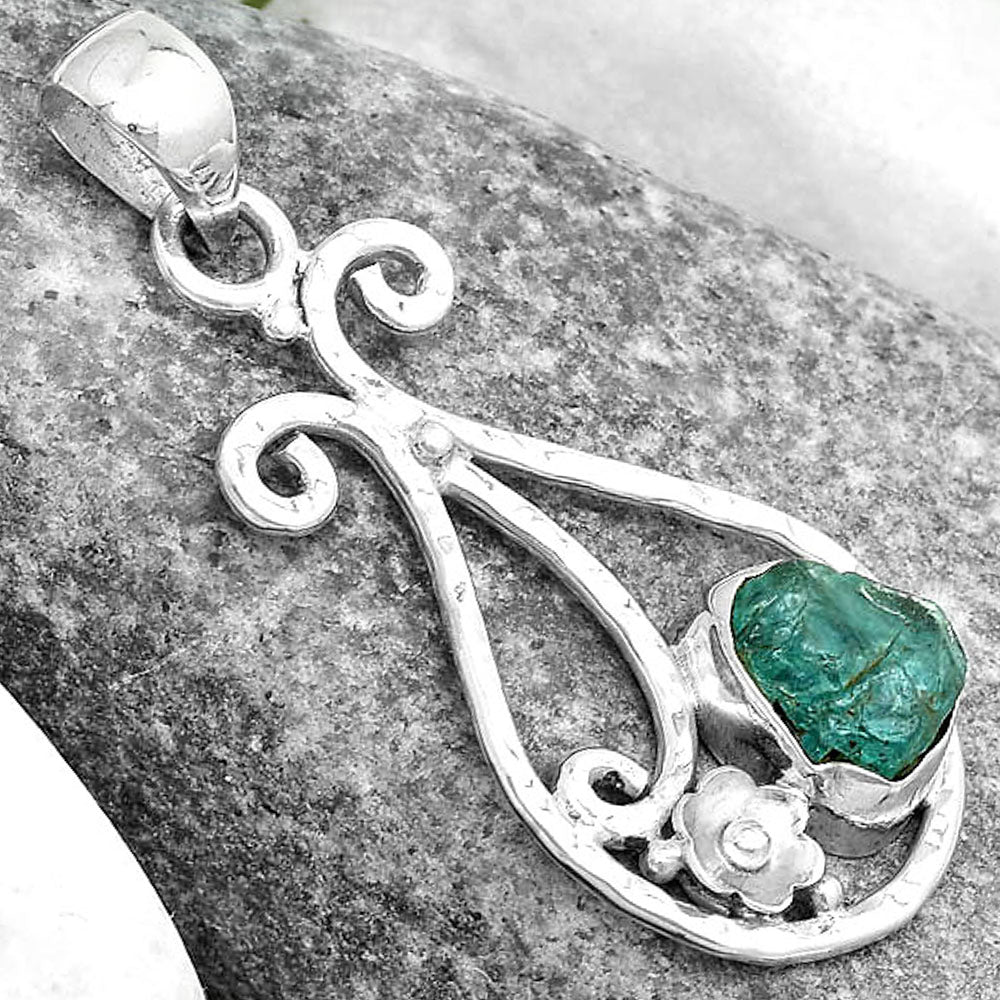 Natural Aqua Apatite Rough Madagascar Pendant P-1714 SDP123904