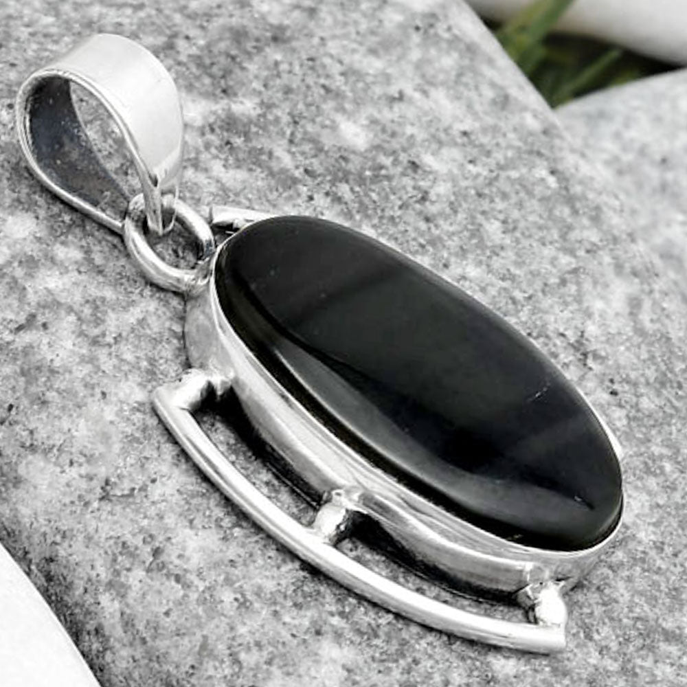 Natural Black Lace Obsidian Pendant P-1274 SDP125603