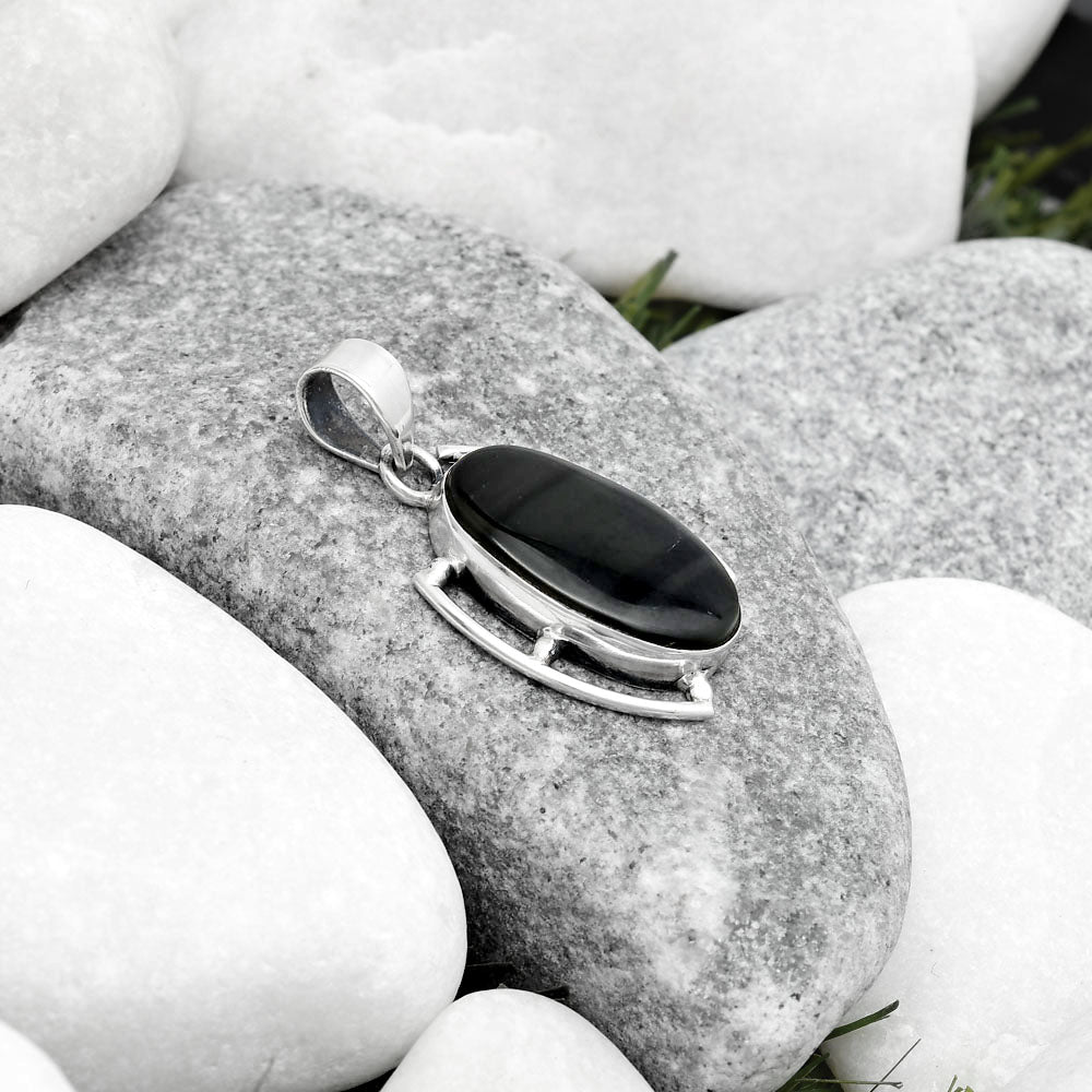 Natural Black Lace Obsidian Pendant P-1274 SDP125603