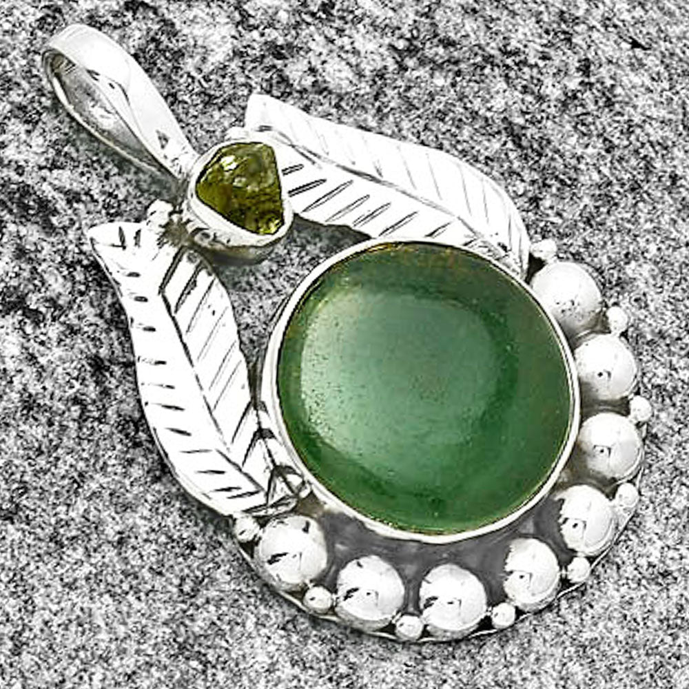 Green Aventurine & Peridot Rough Pendant P-1374 SDP131354