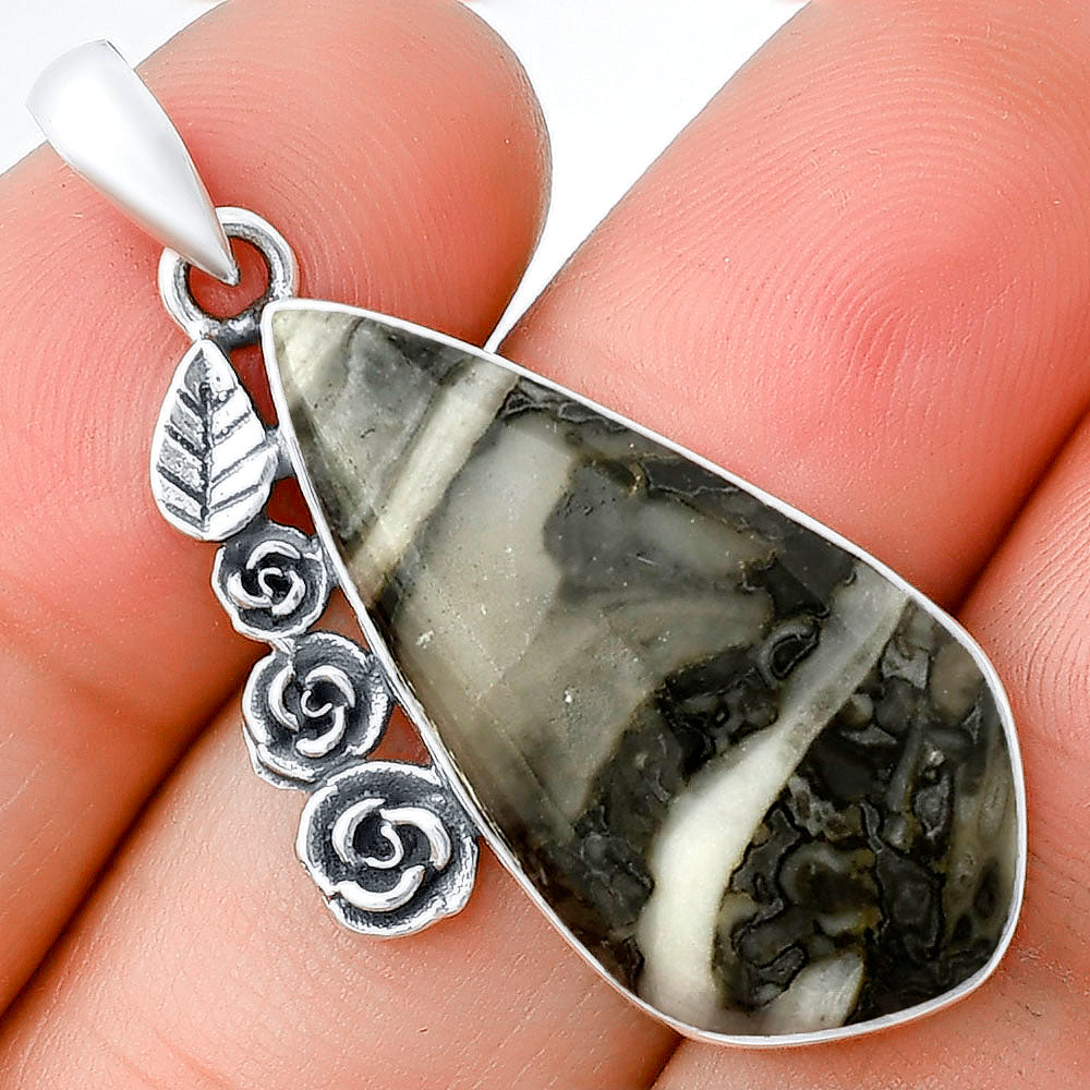 Floral - Mexican Cabbing Fossil Pendant P-1070 SDP139464
