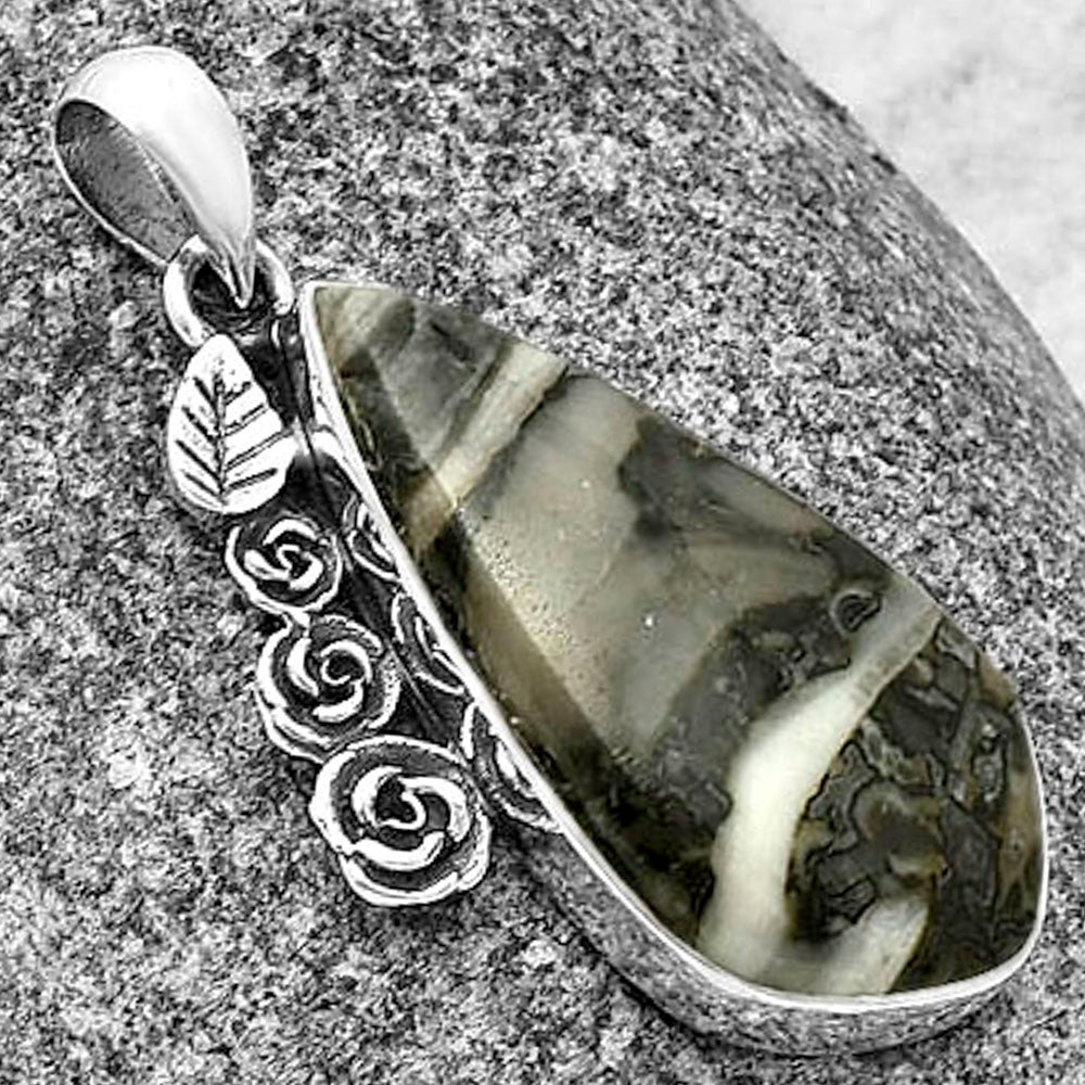 Floral - Mexican Cabbing Fossil Pendant P-1070 SDP139464