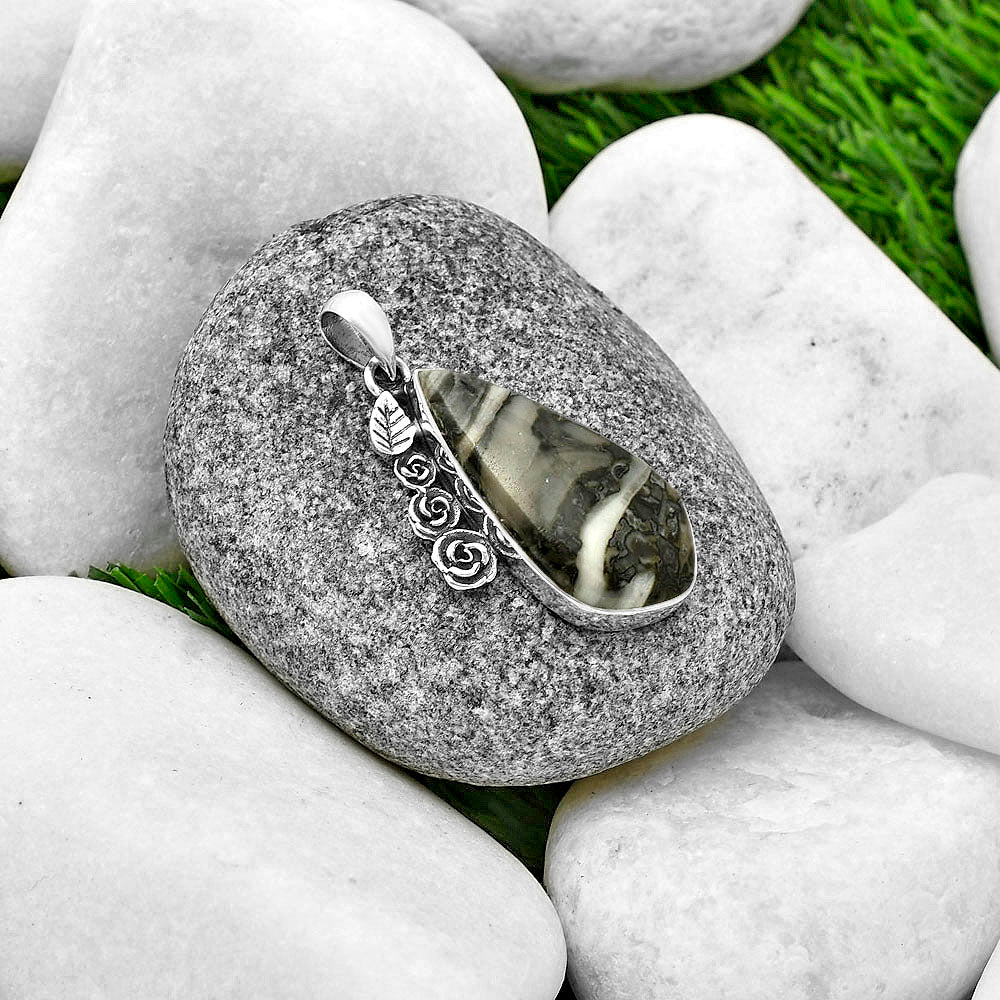 Floral - Mexican Cabbing Fossil Pendant P-1070 SDP139464