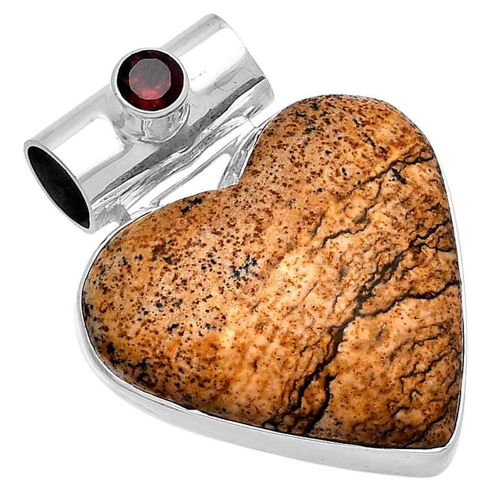 Heart - Picture Jasper & Garnet Pendant P-1300 SDP145430