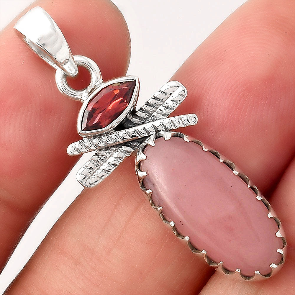 Guava Quartz - Brazil and Garnet Pendant P-1268 SDP154734