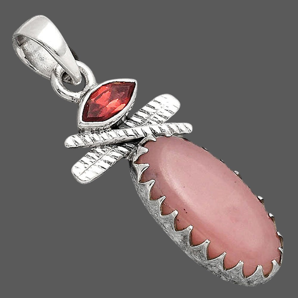 Guava Quartz - Brazil and Garnet Pendant P-1268 SDP154734