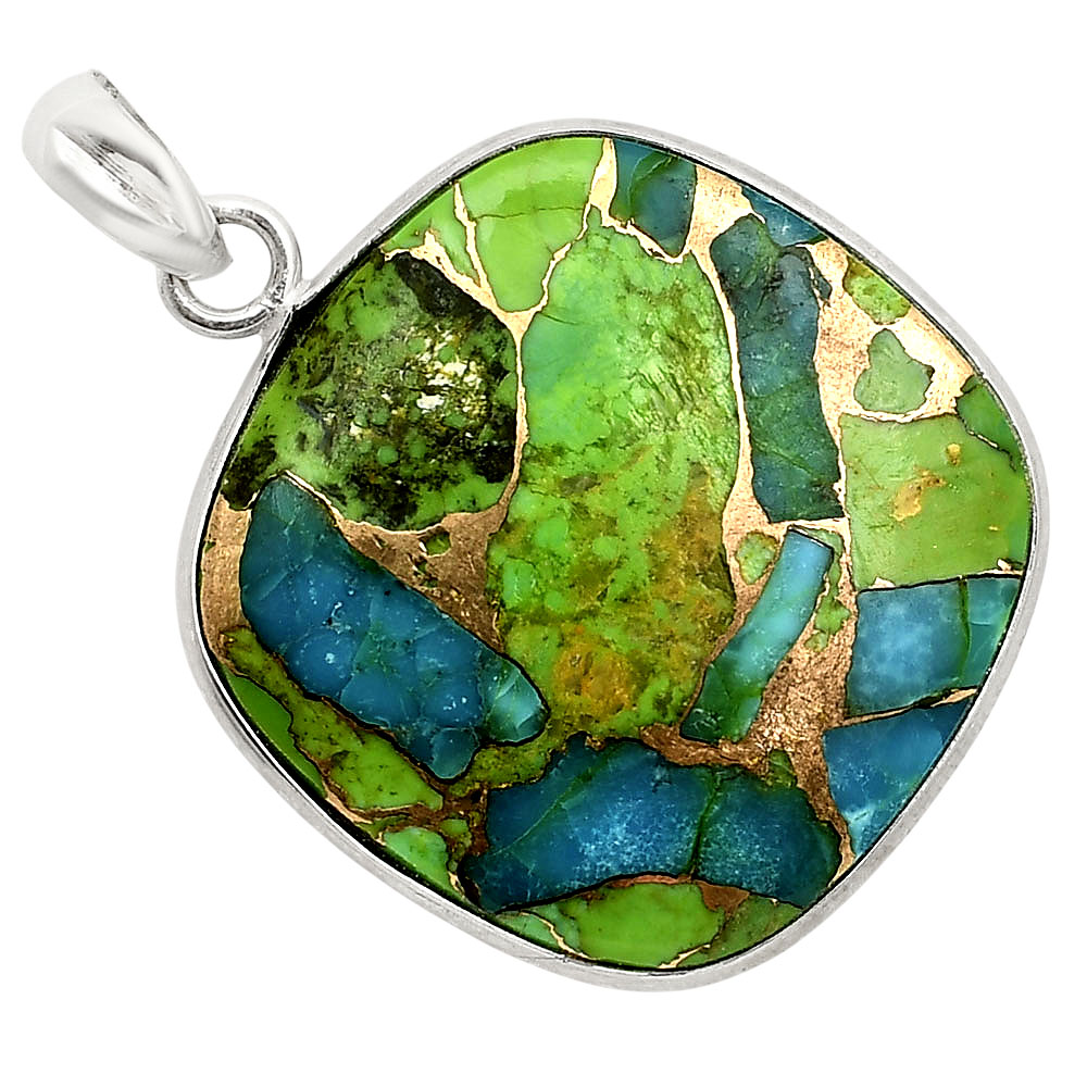 Blue Turquoise In Green Mohave Pendant P-1001 SDP158061