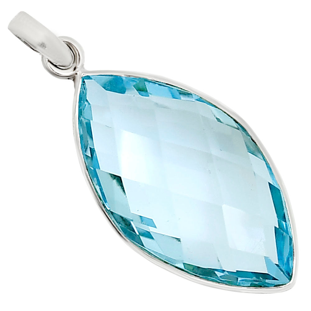 Sky Blue Topaz Checker Briolette Pendant P-1053 SDP158787