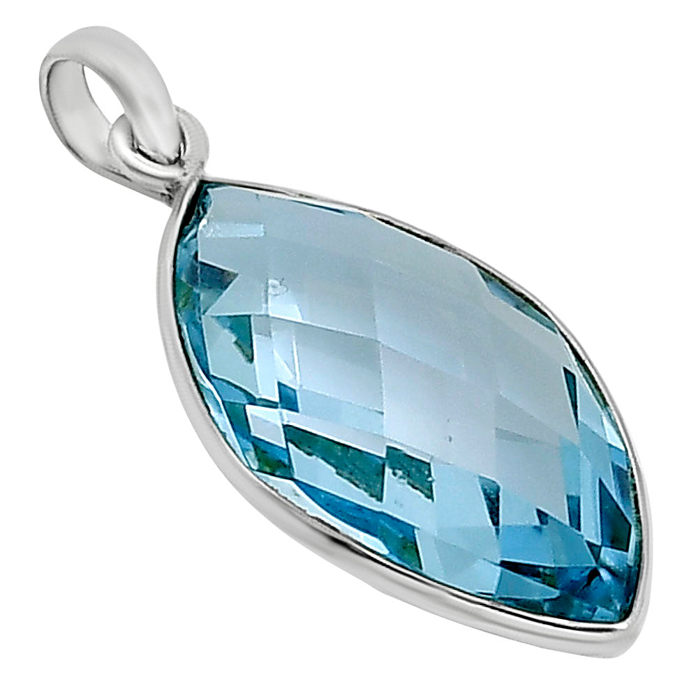 Sky Blue Topaz Checker Briolette Pendant P-1053 SDP158787