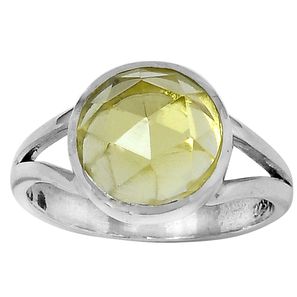 Faceted Natural Lemon Quartz Ring size-8.5 R-1005 SDR153450