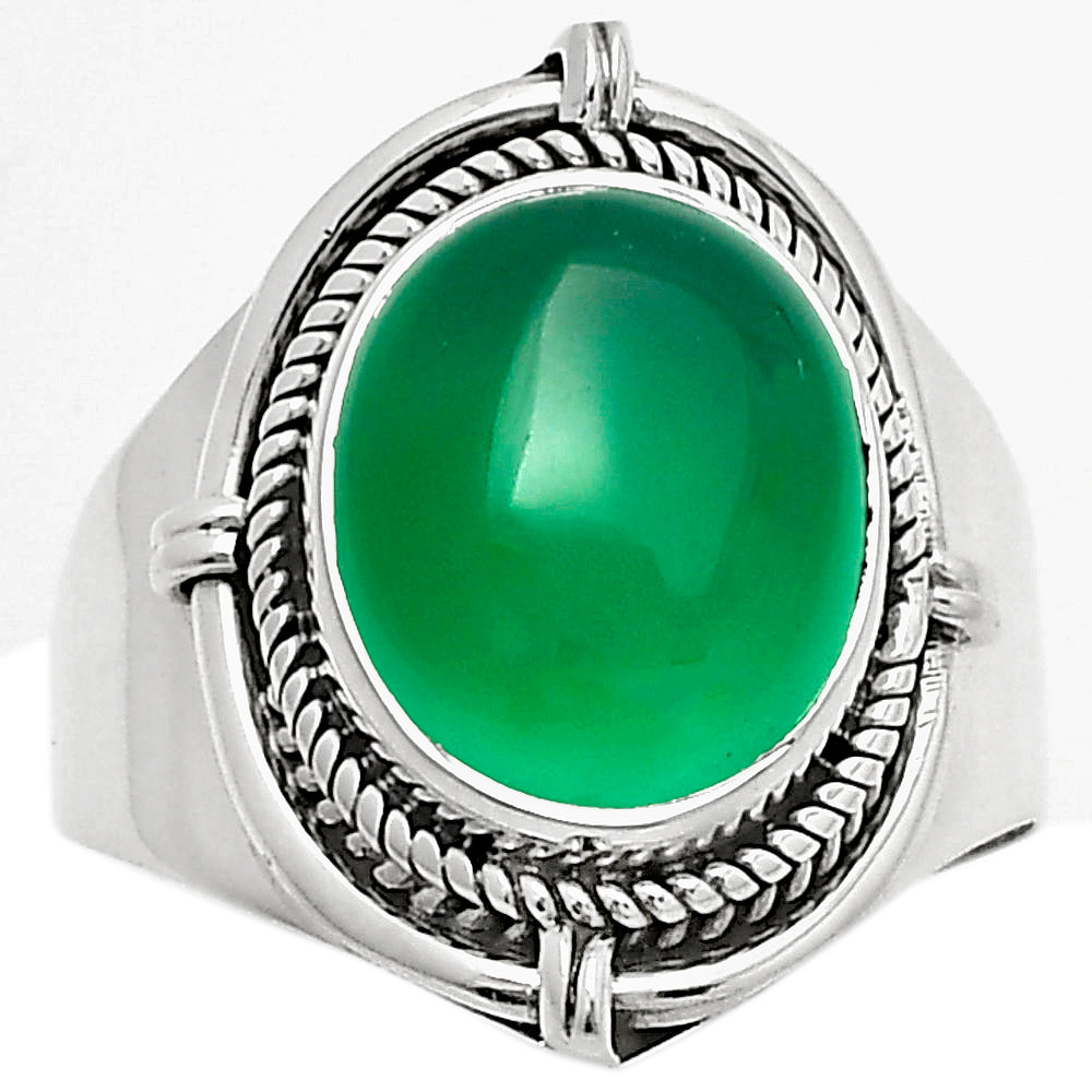 Natural Green Onyx Ring size-7.5 R-1539 SDR170445