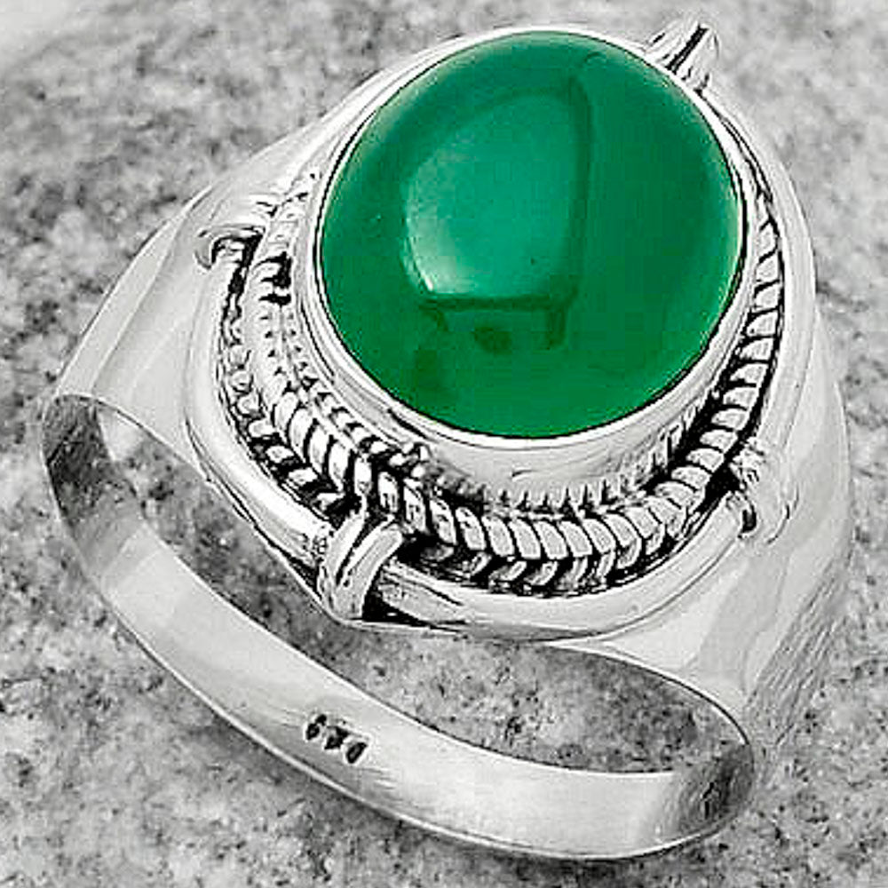 Natural Green Onyx Ring size-7.5 R-1539 SDR170445