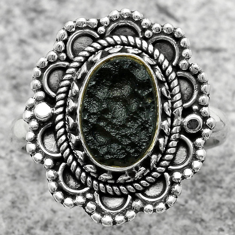 Natural Tektite Rough - Greek Ring size-7 R-1256 SDR171060