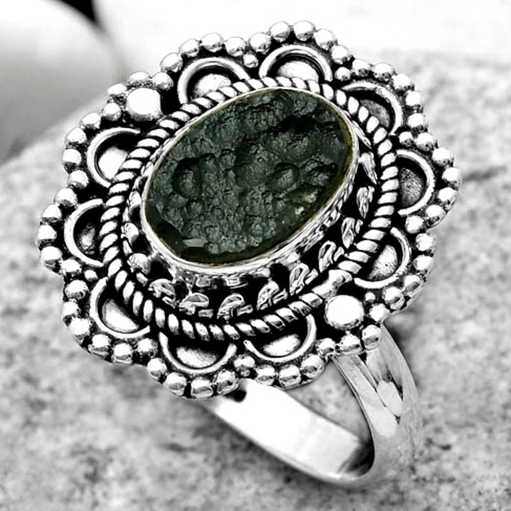 Natural Tektite Rough - Greek Ring size-7 R-1256 SDR171060