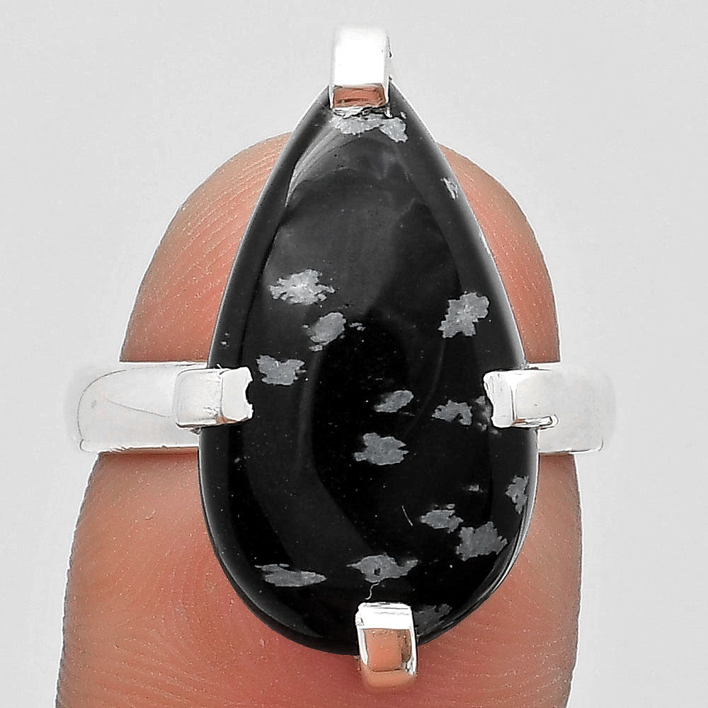 Natural Snow Flake Obsidian Ring size-7.5 R-1089 SDR187008