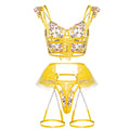 Sunburst Floral Embroidered Lace Corset Set Back View