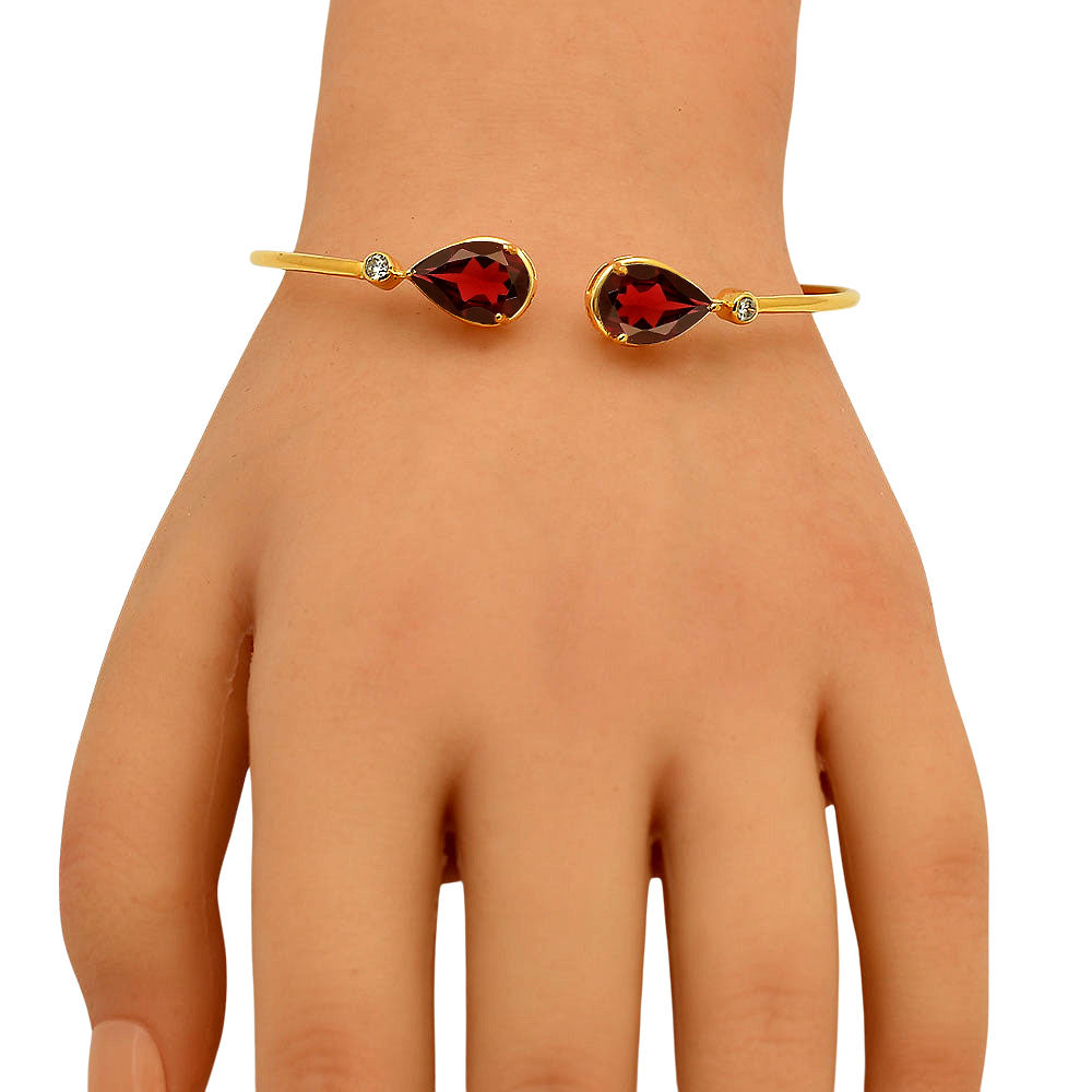 18K Gold Plated Pear Cut Gemstone with CZ Bangle Bracelet for Women TGB1003 BM-1051