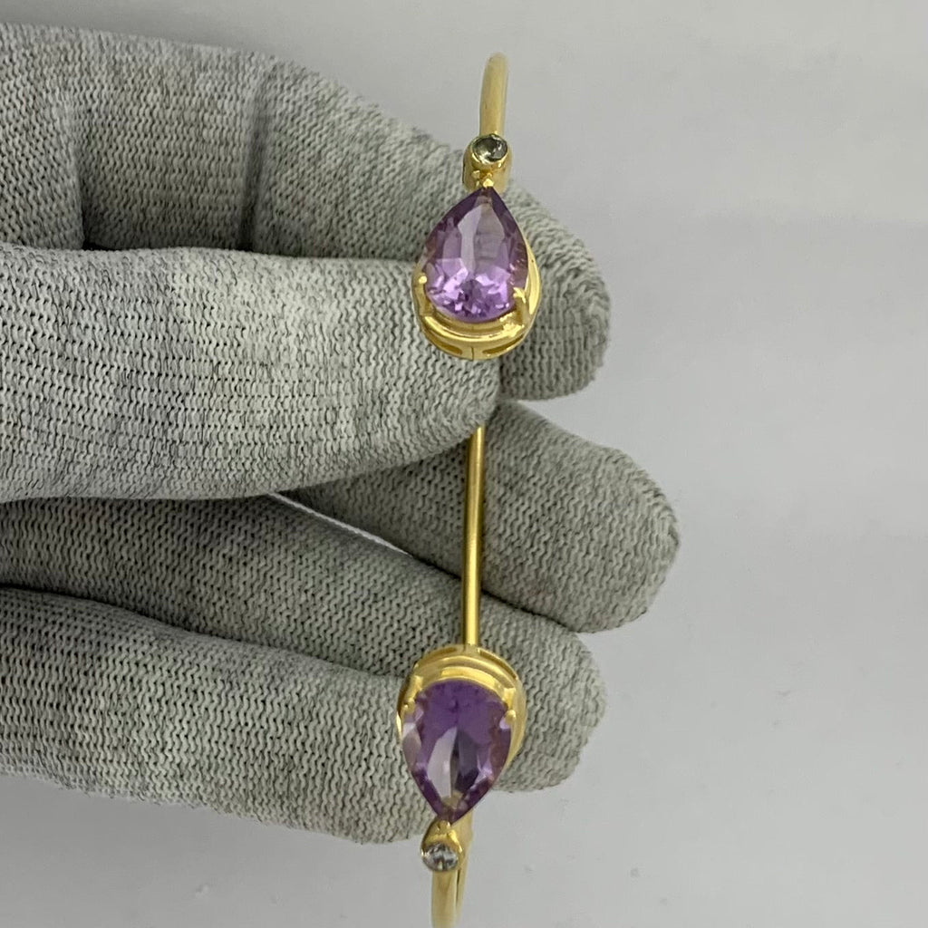 18K Gold Plated Pear Cut Gemstone with CZ Bangle Bracelet for Women TGB1003 BM-1051