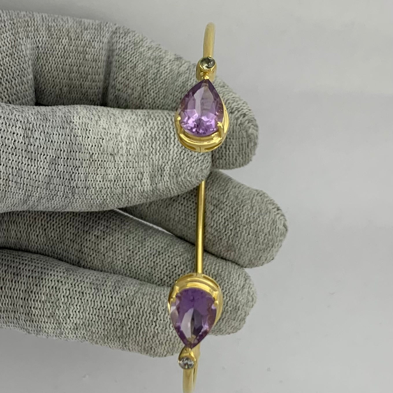 18K Gold Plated Pear Cut Gemstone with CZ Bangle Bracelet for Women TGB1003 BM-1051
