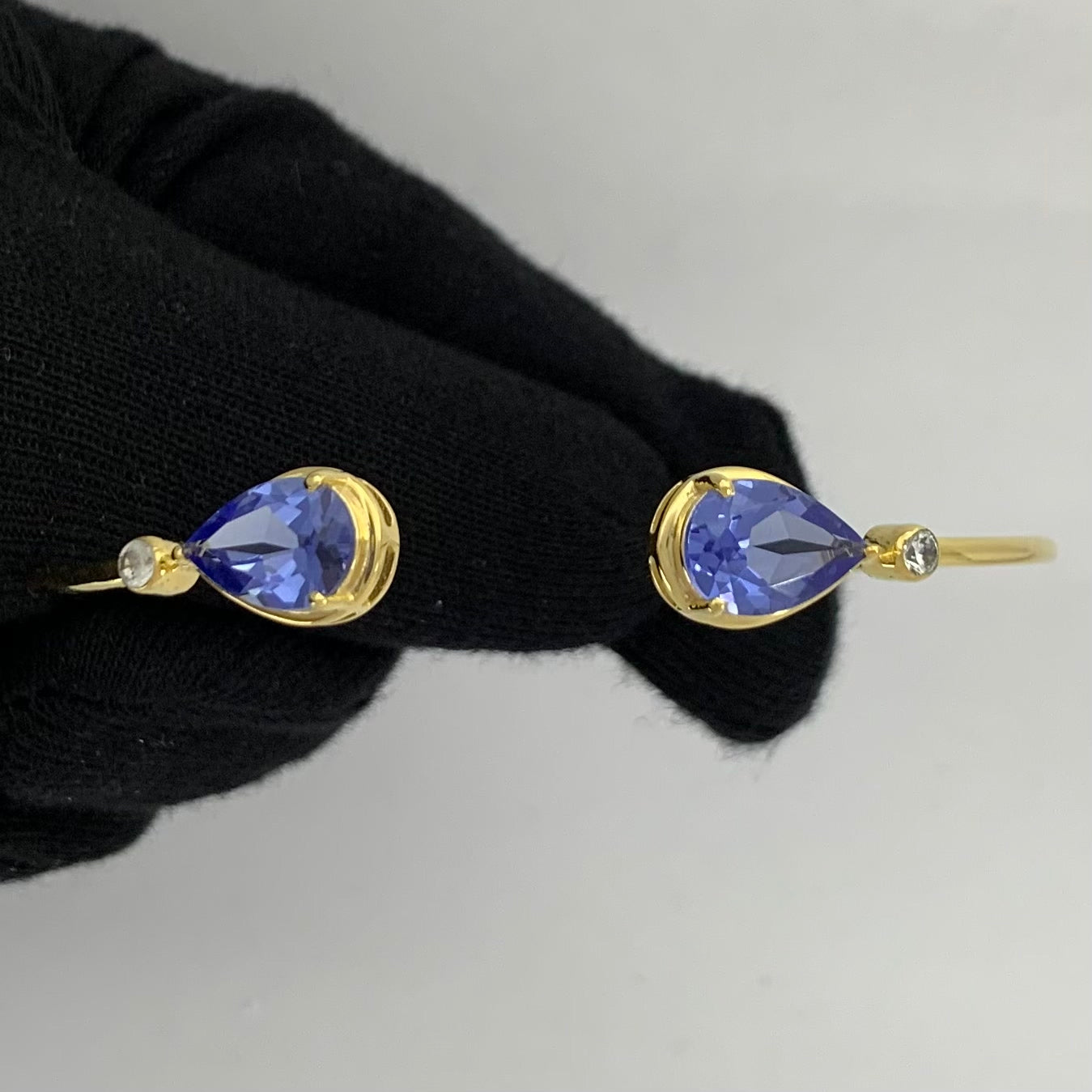 18K Gold Plated Pear Cut Gemstone with CZ Bangle Bracelet for Women TGB1003 BM-1051