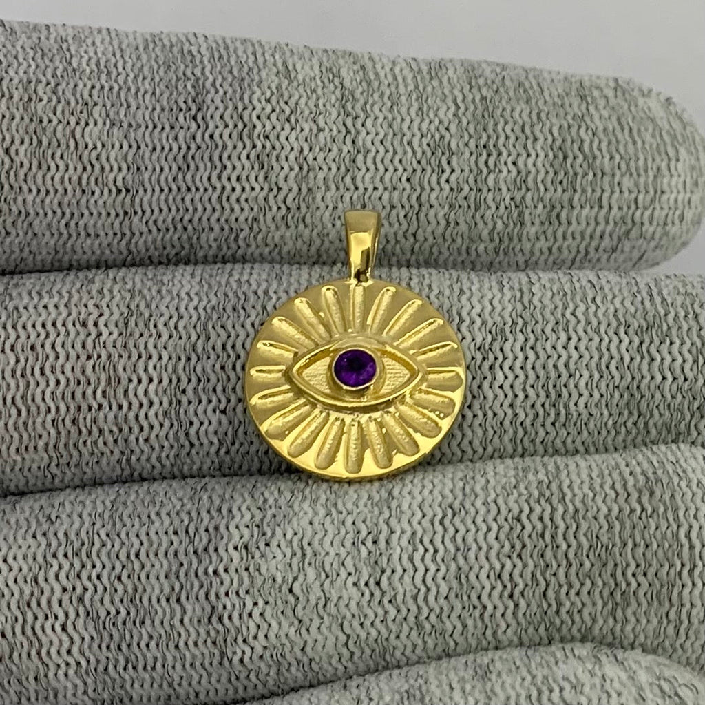 18K Gold Plated Evil Eye Birthstone Pendant Necklace Charm Jewelry TGP1008 PM-1745