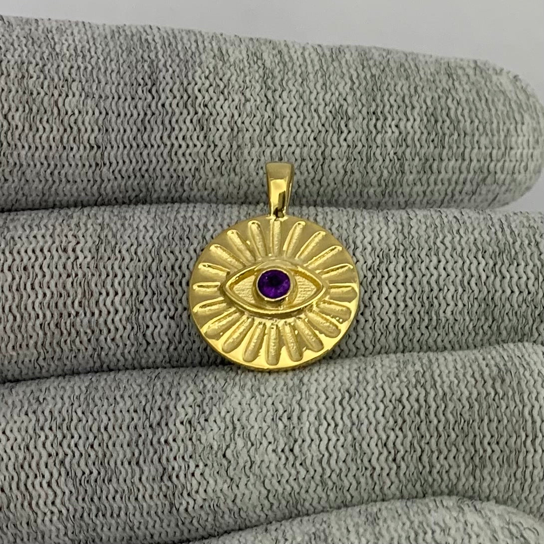 18K Gold Plated Evil Eye Birthstone Pendant Necklace Charm Jewelry TGP1008 PM-1745