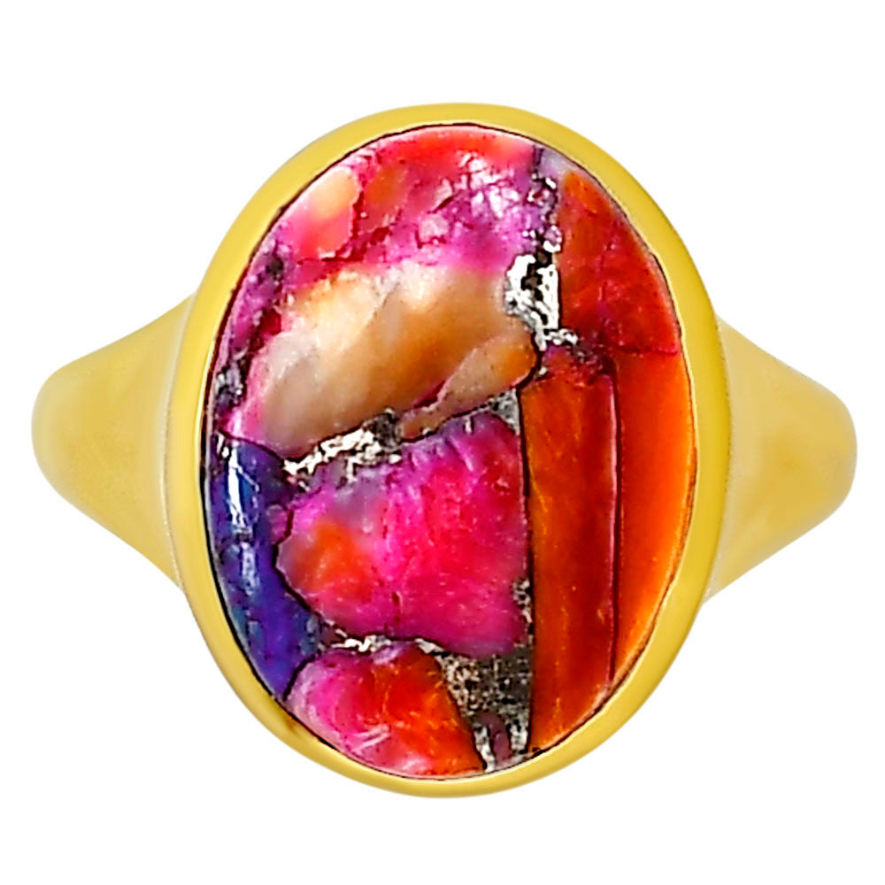 Kingman Orange Dahlia Turquoise Ring size-10 RM-1115 TR01154