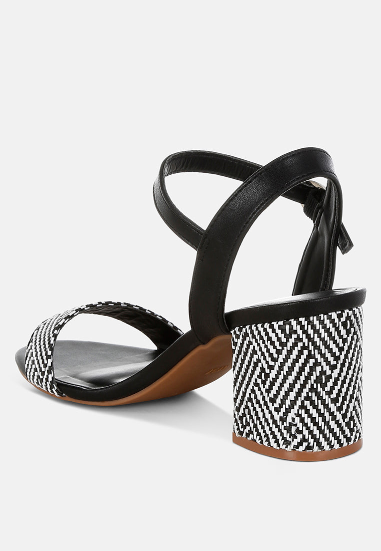 Tulata Raffia Pin Buckle Block Heels