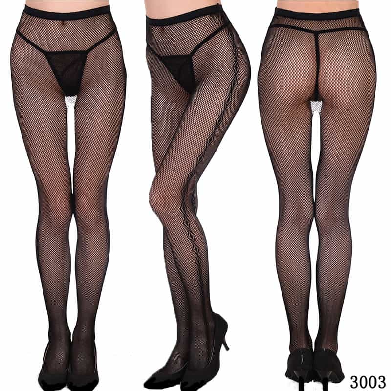 Vertical Strip Retro Hollow Lace Pantyhose 3002