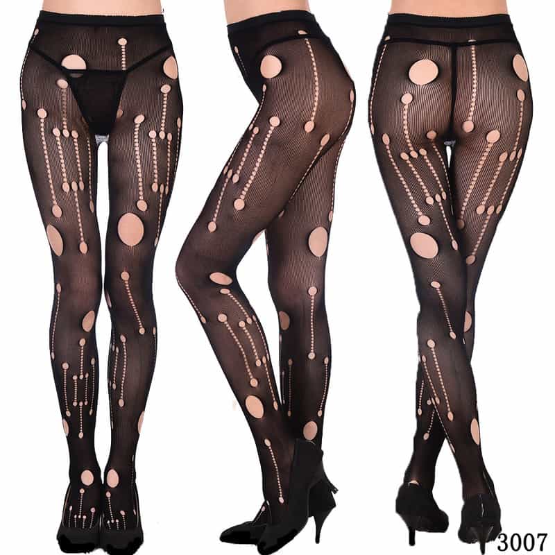 Vertical Strip Retro Hollow Lace Pantyhose 3006