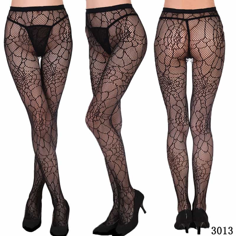 Vertical Strip Retro Hollow Lace Pantyhose 3012