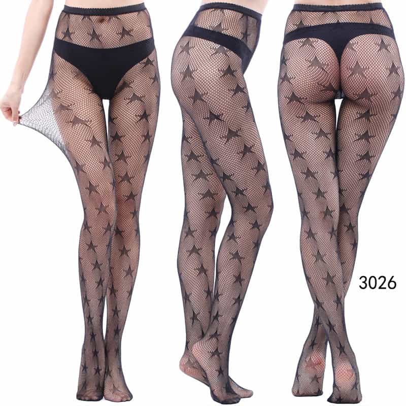 Vertical Strip Retro Hollow Lace Pantyhose 3017