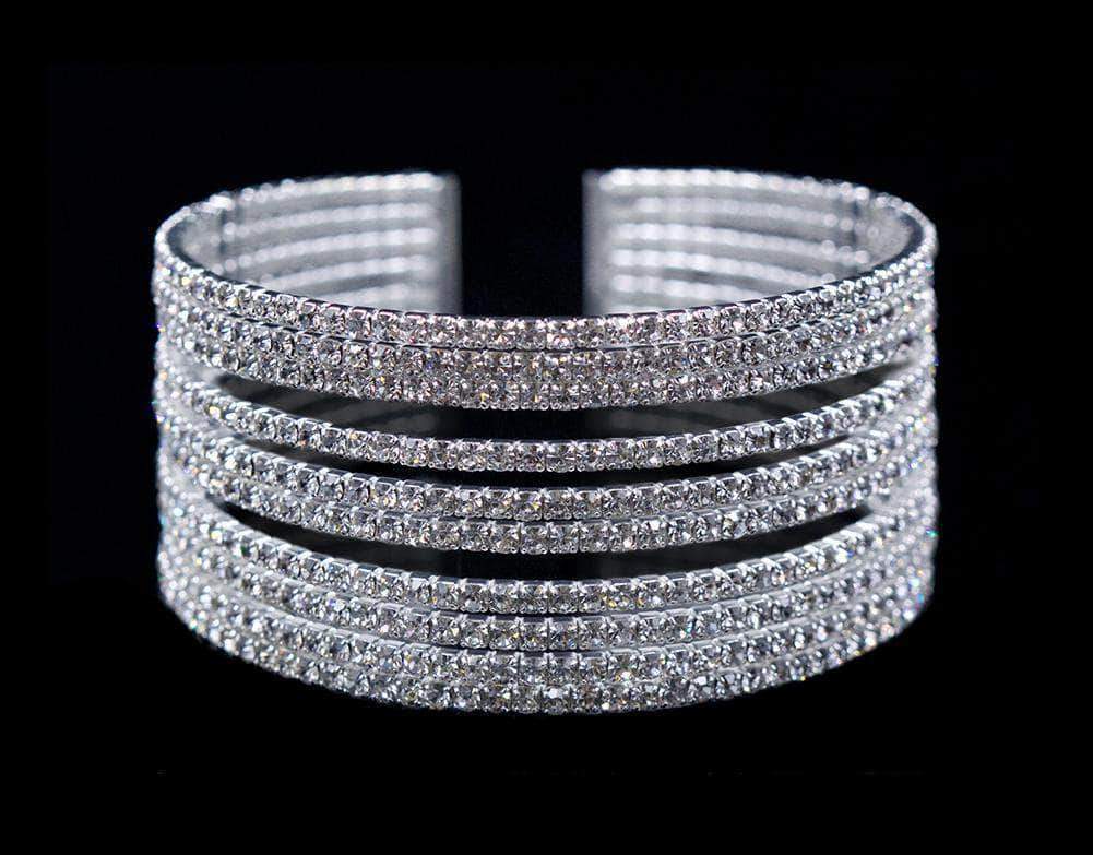 #16725 - 10 Row Rhinestone Cuff Bracelet