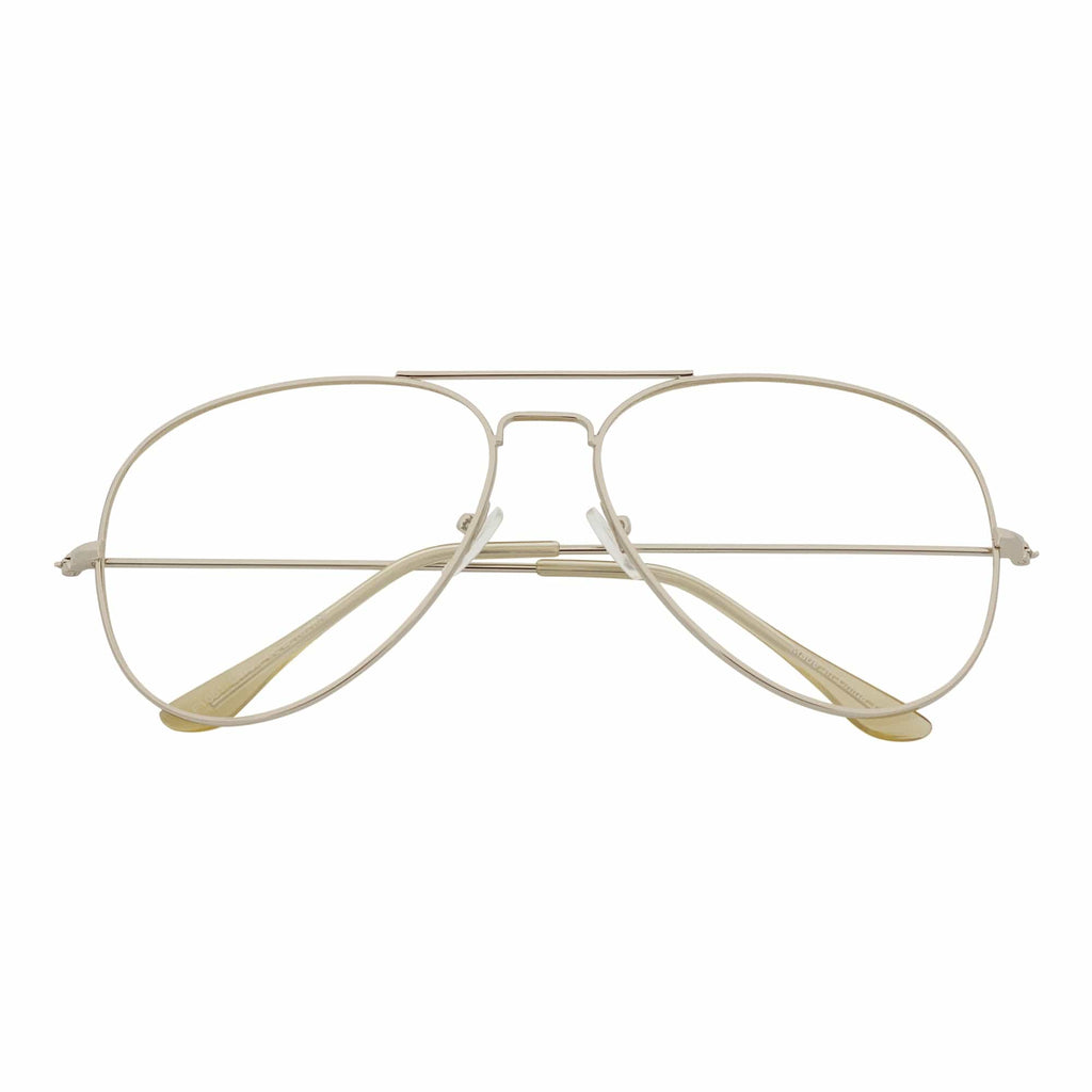 COOPER - Large Metal Aviator Blue Light Glasses Silver Clear Lens Glasses 54mm