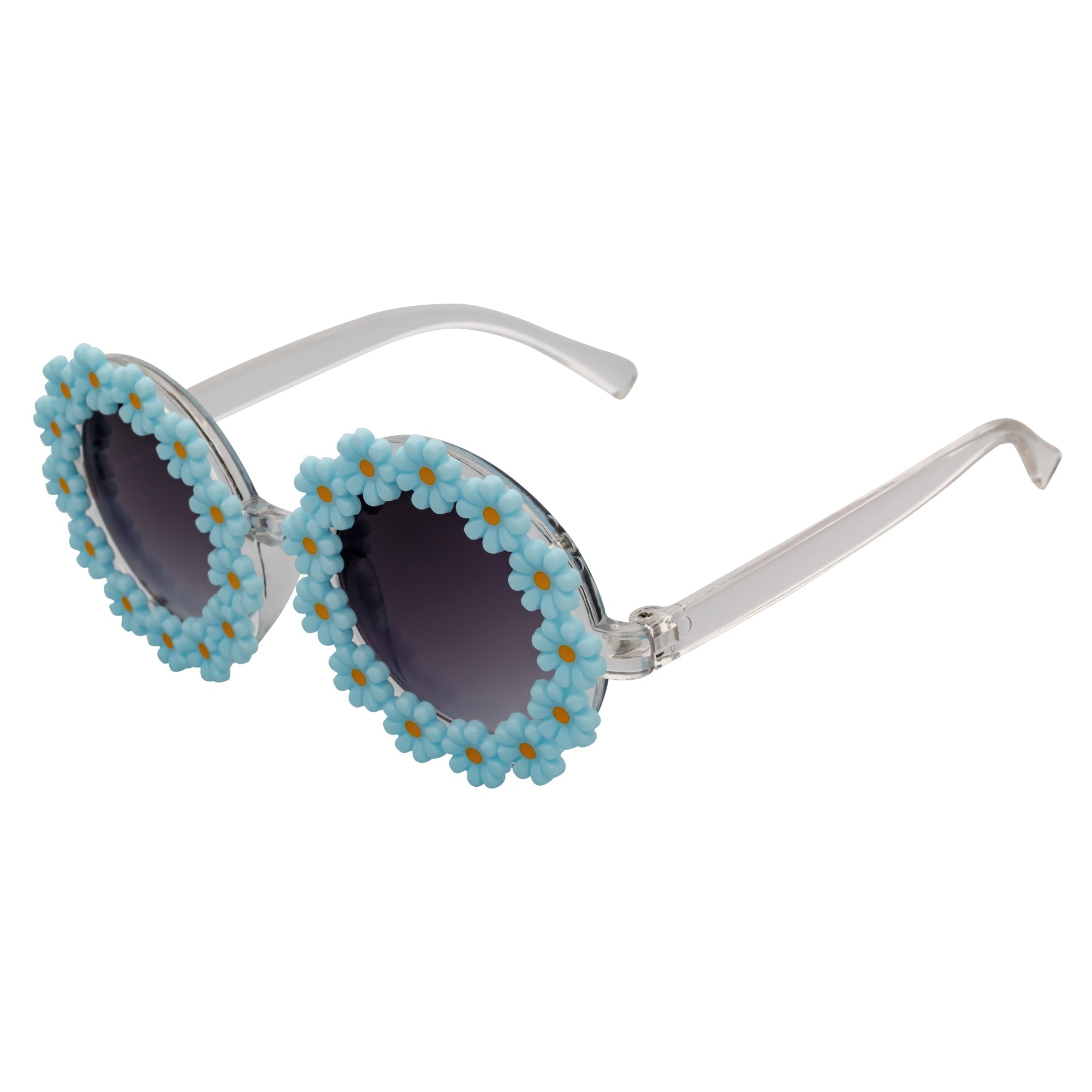 FLOWER LEI - Kids Small Round Flower Sunglasses Blue Lavender