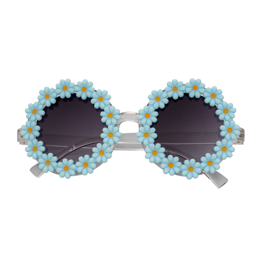 FLOWER LEI - Kids Small Round Flower Sunglasses Blue Lavender