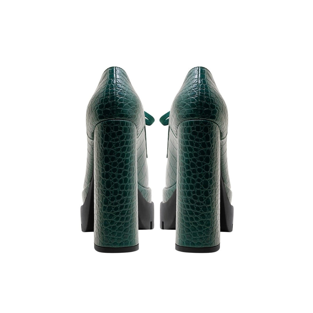 Forest Green Chunky Oxford Platform Heels