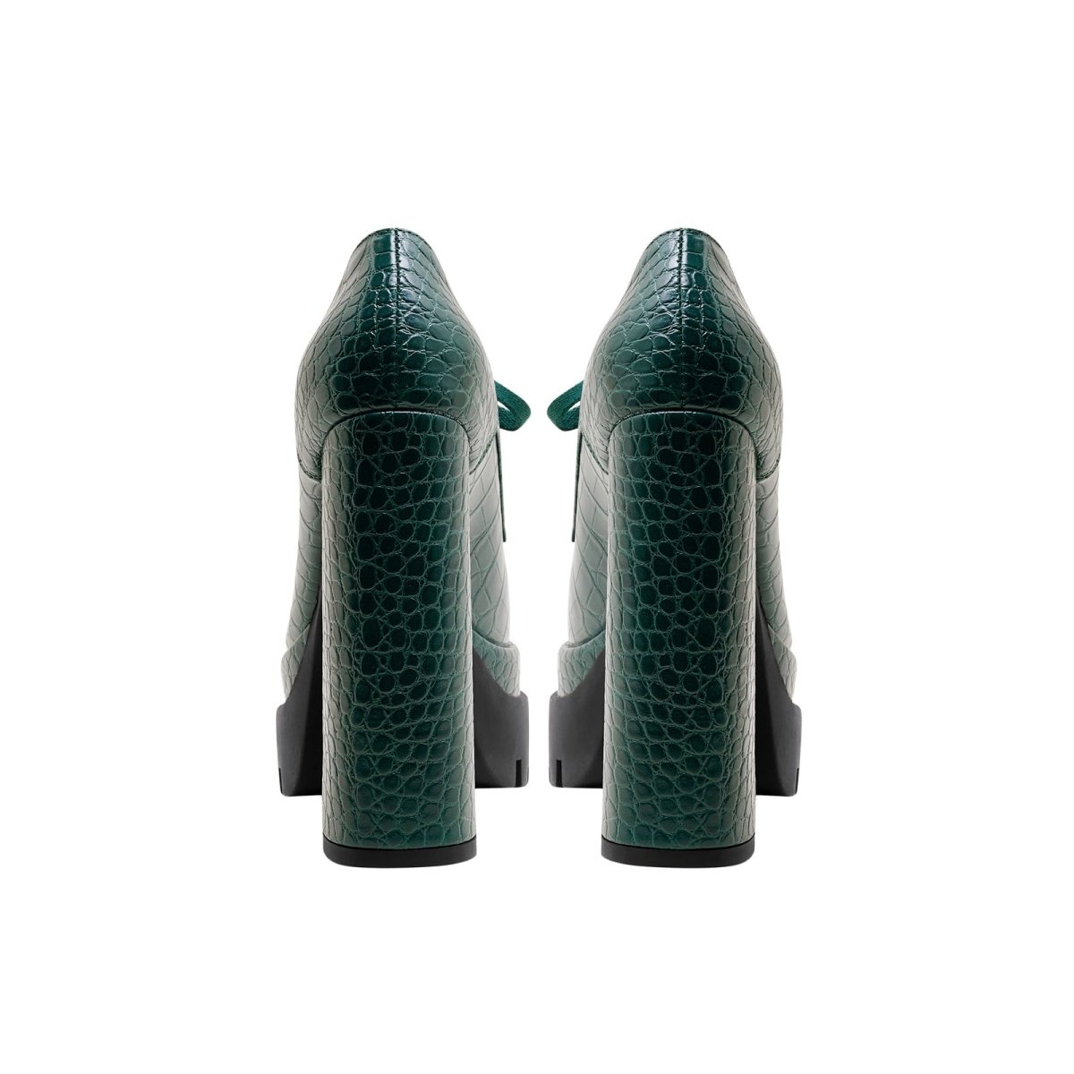 Forest Green Chunky Oxford Platform Heels