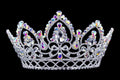 #16779abs - AB Arch Tiara with Combs Silver Plated- 4.75"
