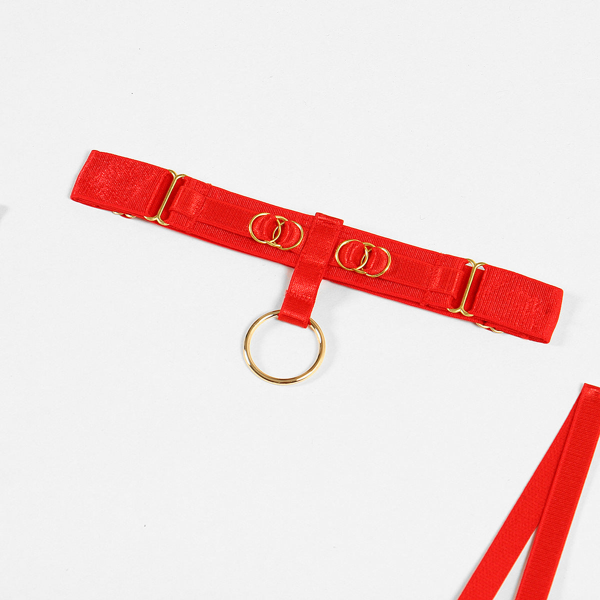 wholesale Red Valentine's Day Sexy Half Cup Bra Set with Metal Chain Detailing Leg Ring