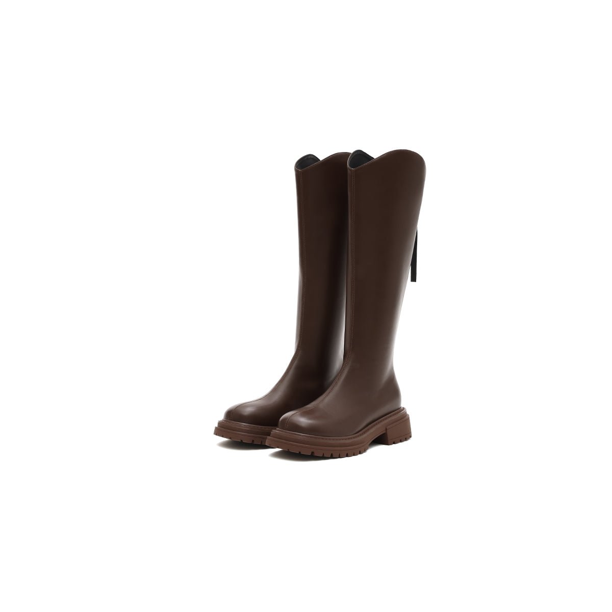 Women's Coffee Leather Knee-High Riding Boots
