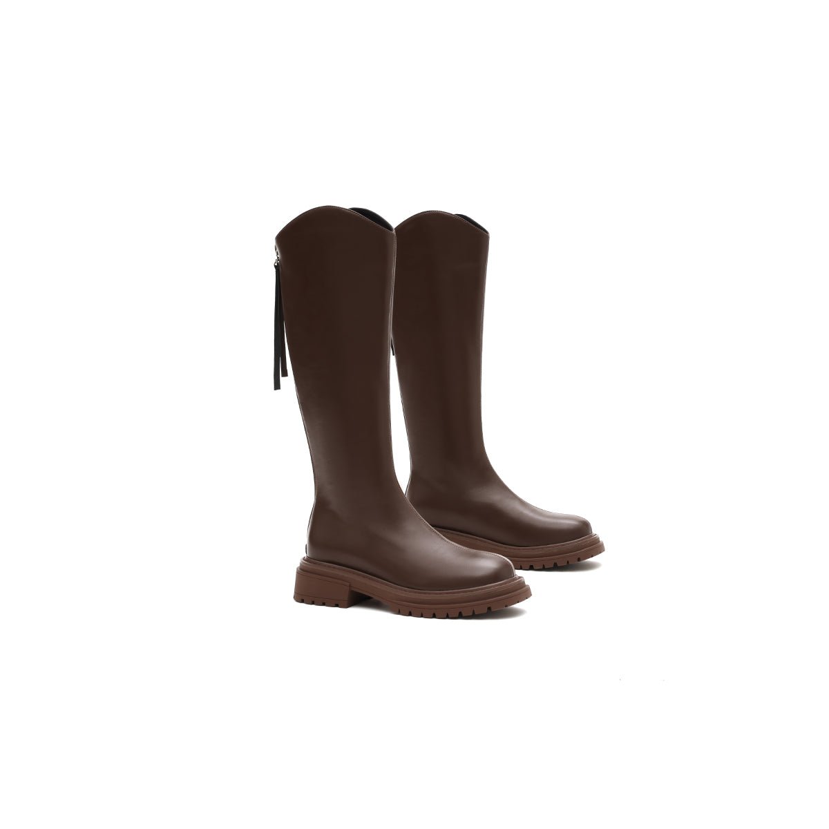 Women's Coffee Leather Knee-High Riding Boots