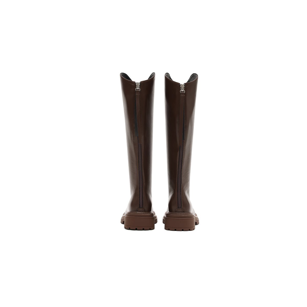 Women's Coffee Leather Knee-High Riding Boots