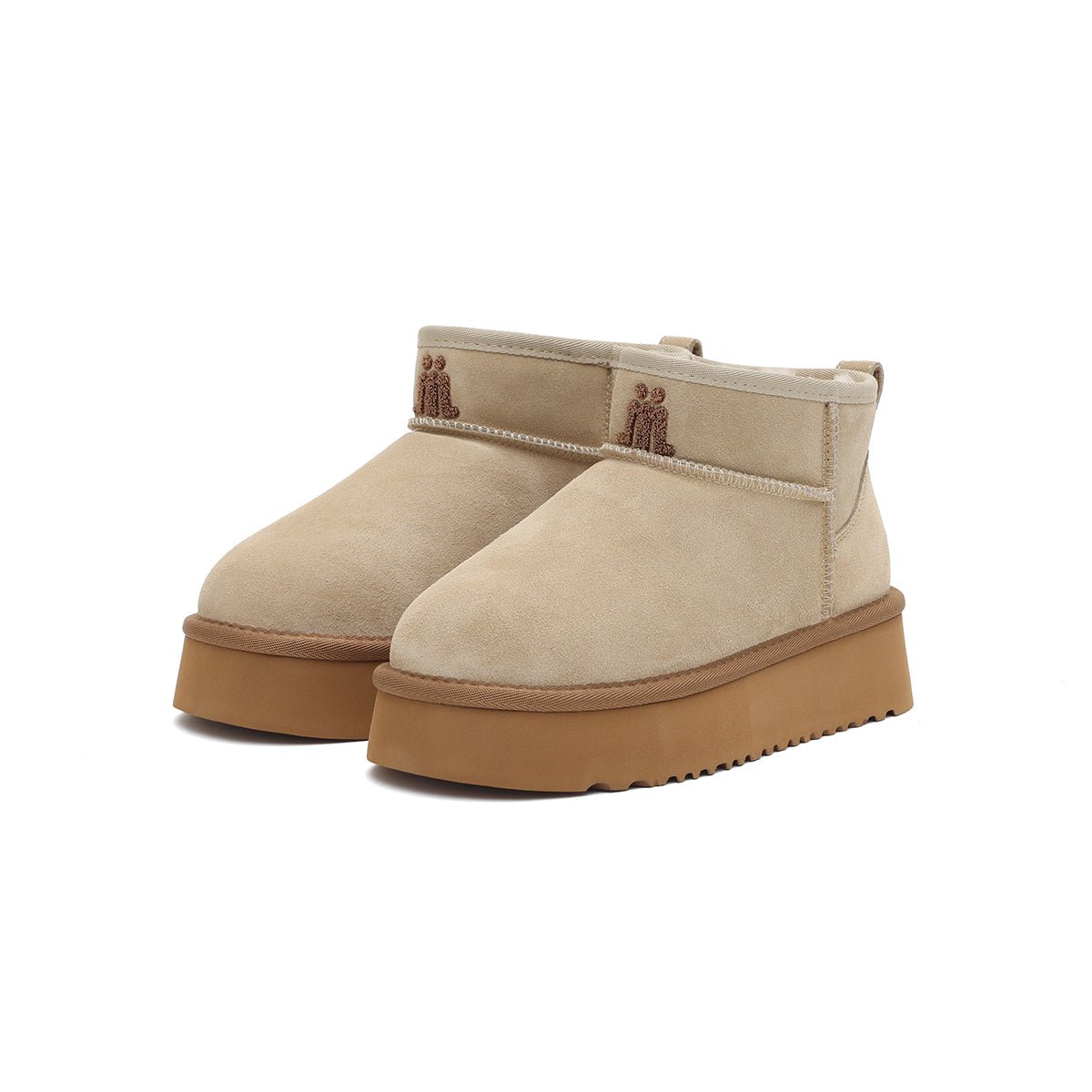 Women’s Fleece-Lined Ankle Snow Boots – Platform Suede Booties